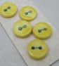5 Small Round Lemon Yelllow Ceramic Buttons - Image 1
