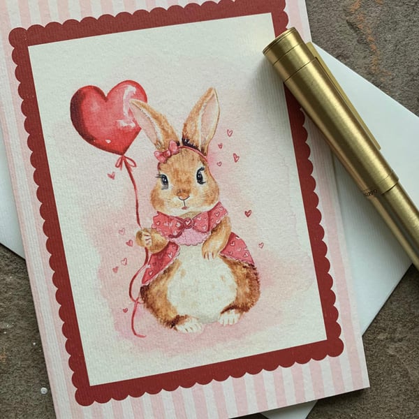 Valentine’s Day, Galentine's Day Bunny Card – Blank Card