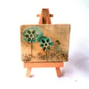 Ceramic ACEO - Teal Flowers