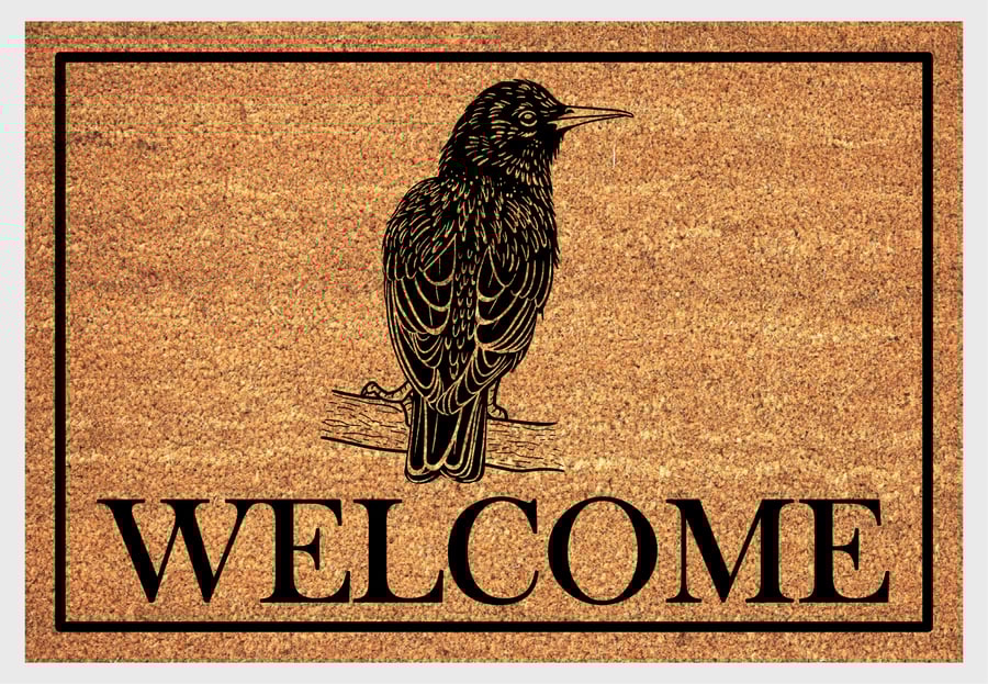Starling Bird Door Mat - Personalised Starling Welcome Mat - 3 Sizes
