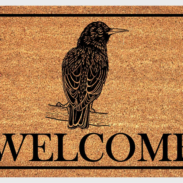 Starling Bird Door Mat - Personalised Starling Welcome Mat - 3 Sizes