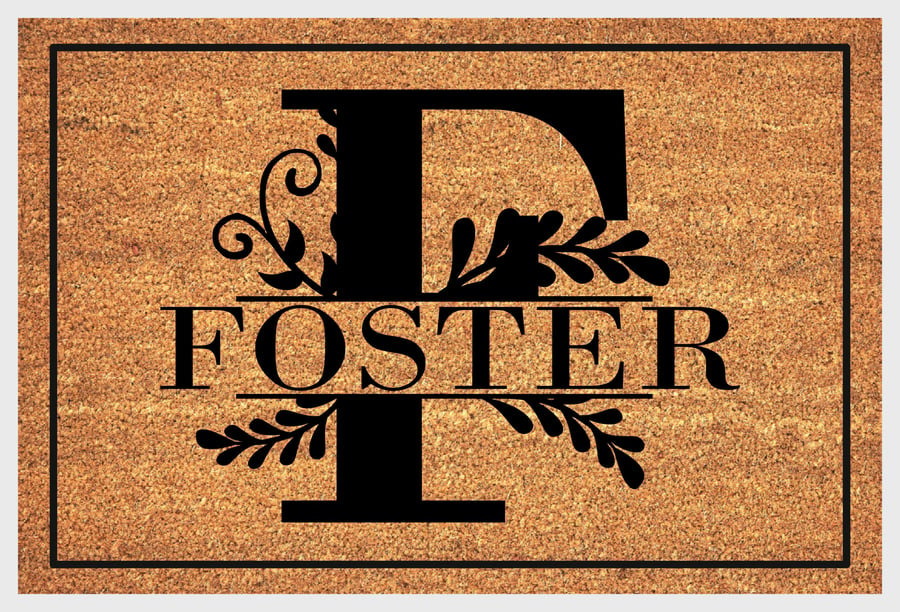 F Letter Door Mat - Personalised Monogram Letter F Welcome Mat - 3 Sizes