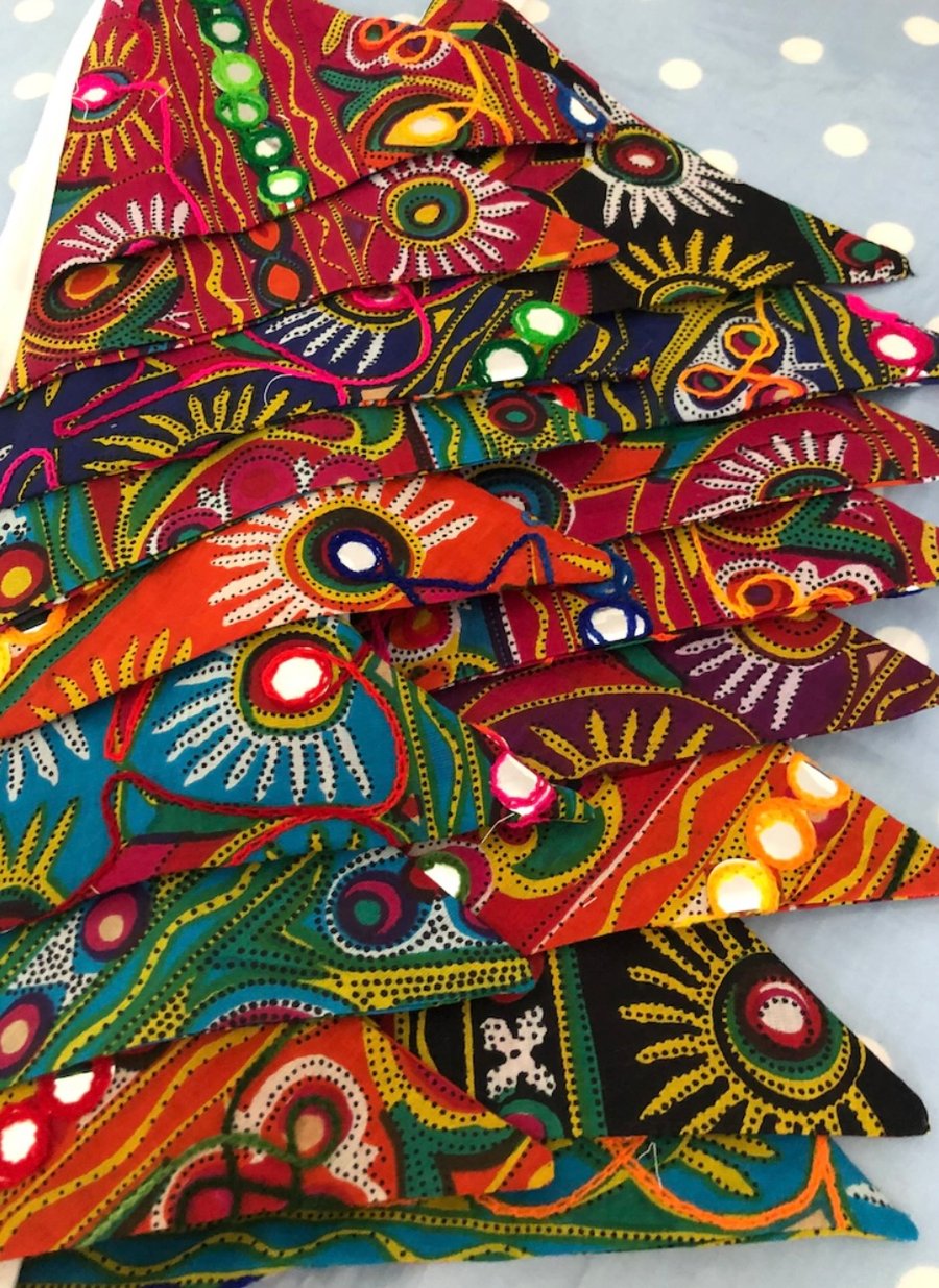 Indian style Fabric bunting, cotton fabric bunting 