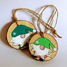 2 hanging hand painted Christmas gnomes