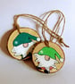 2 hanging hand painted Christmas gnomes - Image 1