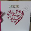 Cerise Heart Mothers Day card