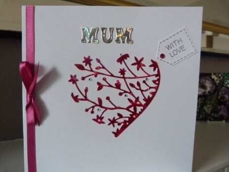 Cerise Heart Mothers Day card
