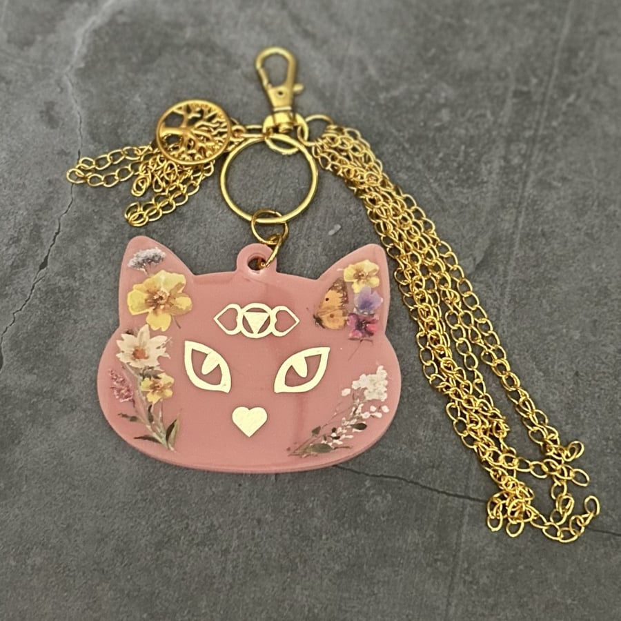 Resin Cat Bag Charm Chakra Cosmic Third Eye Kitty - Velveteen Familiars