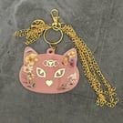 Resin Cat Bag Charm Chakra Cosmic Third Eye Kitty - Velveteen Familiars