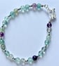 Handmade Fluorite Bracelet - Sterling Silver Rose Toggle Clasp