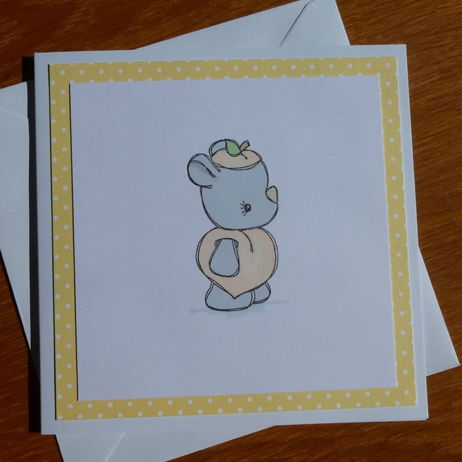 Rhino Dressed As A Peach Blank Card