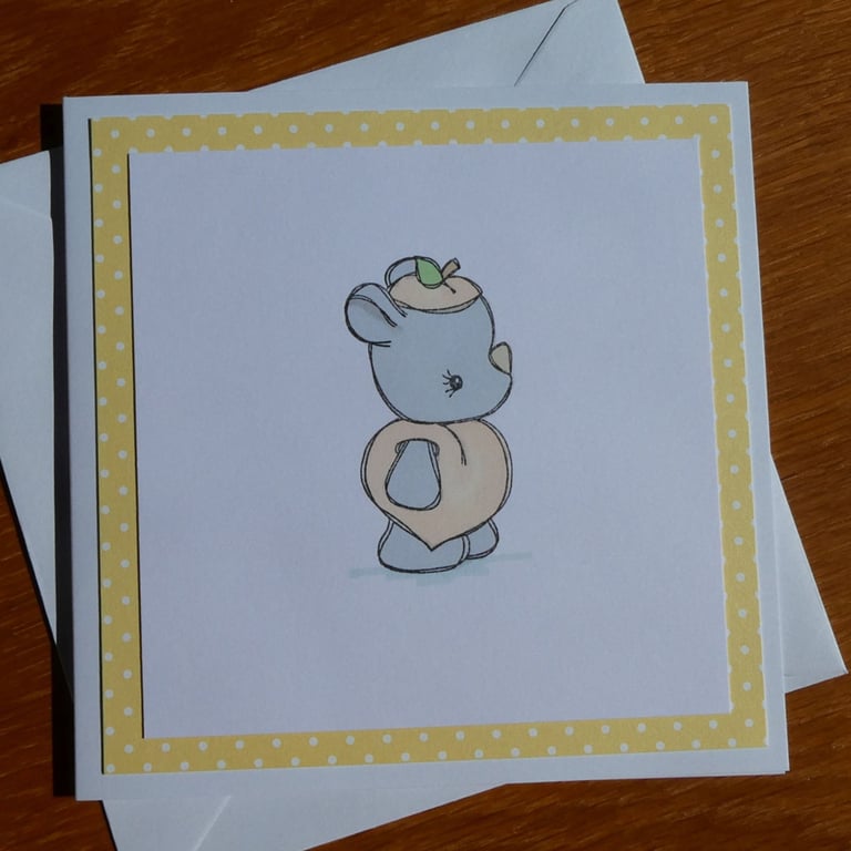 Rhino Dressed As A Peach Blank Card