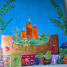 "Holiday Glow" – Original Hand-Painted Christmas Acrylic Canvas