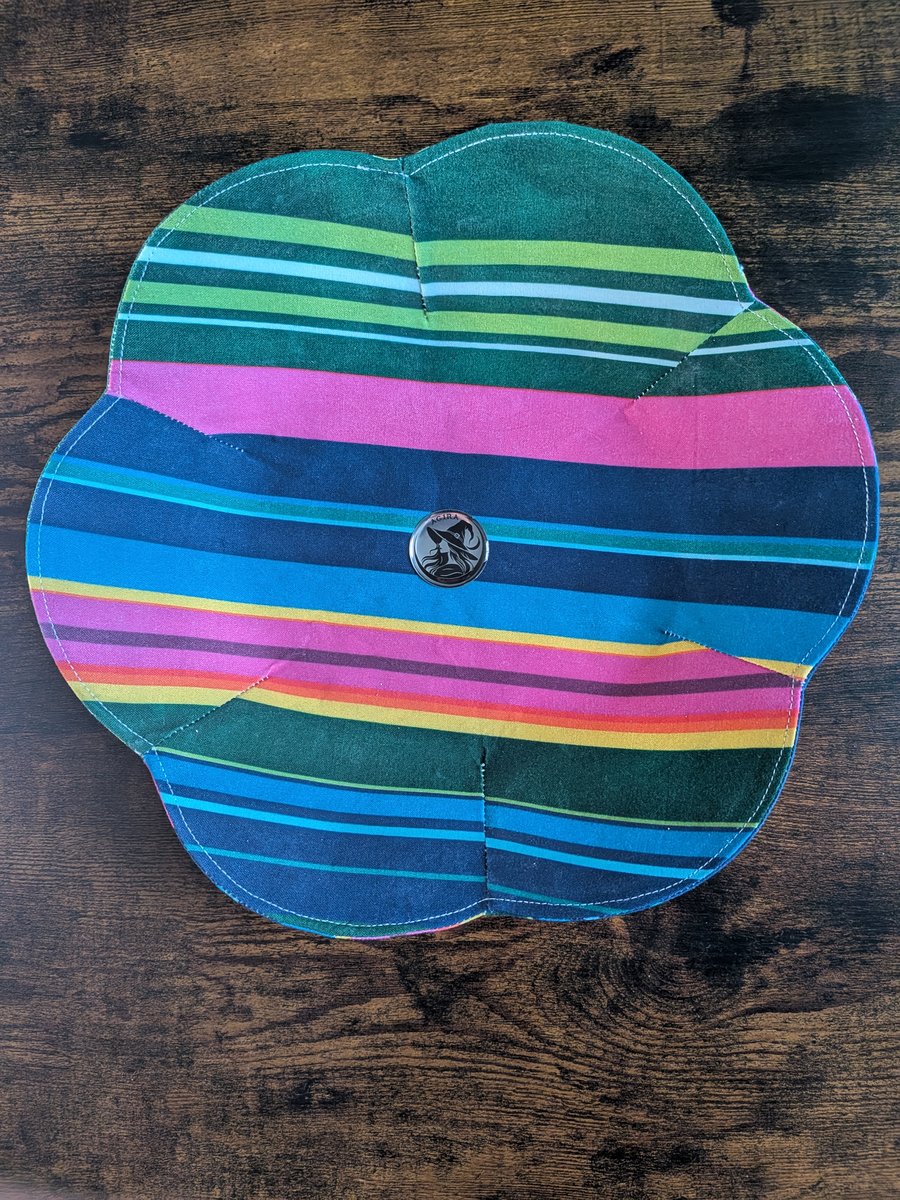 Large Handmade Floral Textile Bowl – Stripes Water-Resistant Fabric Dish –