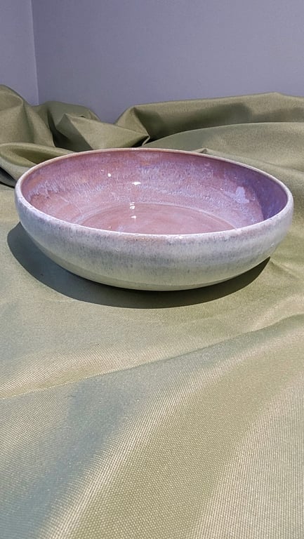 White and lilac bowl handmade pottery