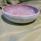 White and lilac bowl handmade pottery