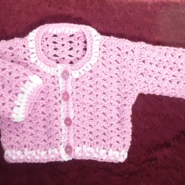 crochet baby cardigan ( ref FA 646 CR2 L1 )