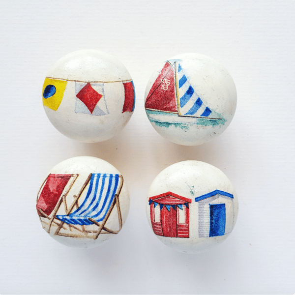 4cm Drawer knobs, Seaside themed Up-cycled and decoupaged 