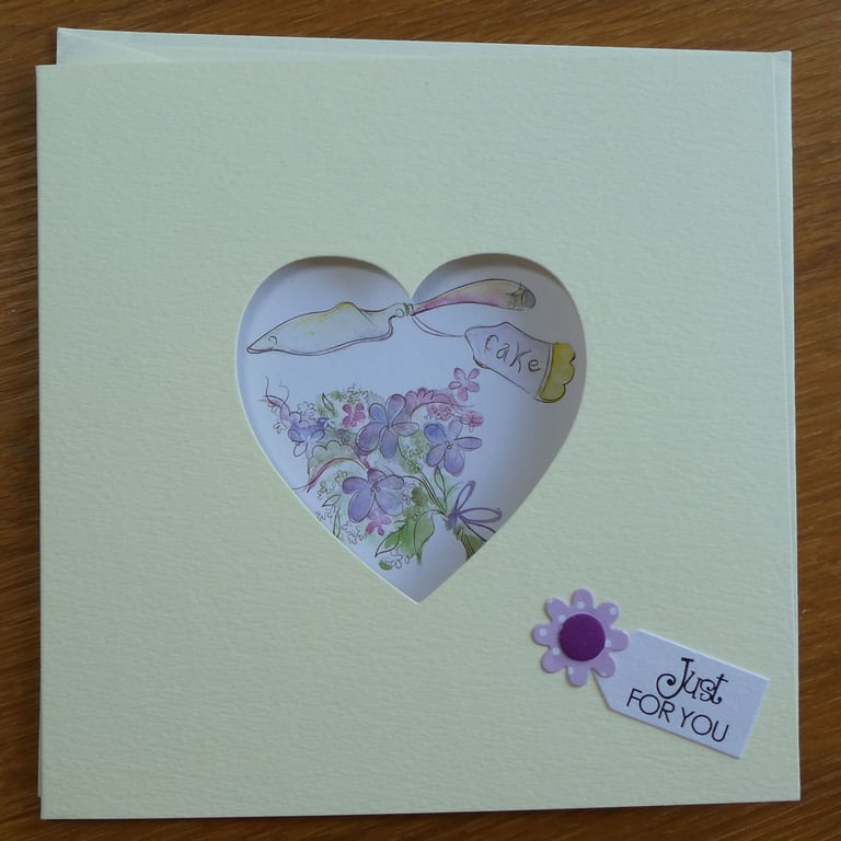 Heart Aperture Birthday Card - Yellow - Just For You