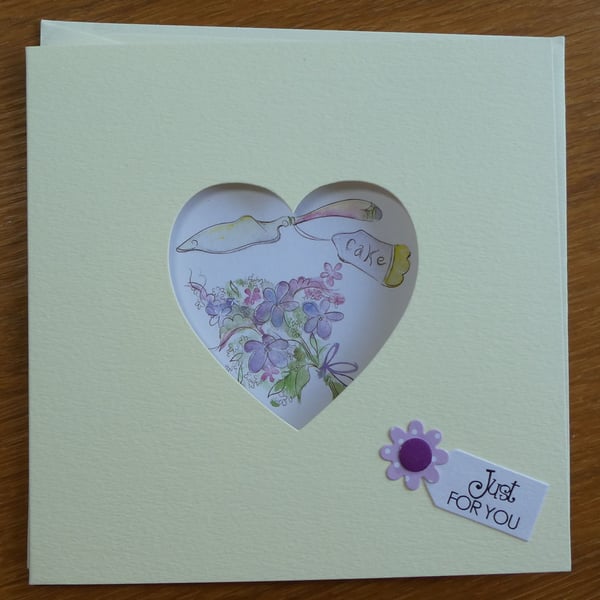 Heart Aperture Birthday Card - Yellow - Just For You