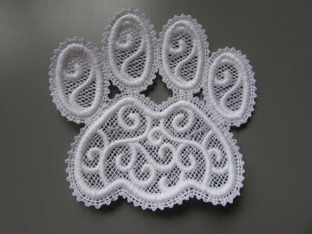 Embroidered Lace Cats Paw Applique Patch