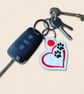 Heart Paw Print Keyring - Embroidered Faux Leather Bag Charm - Image 2