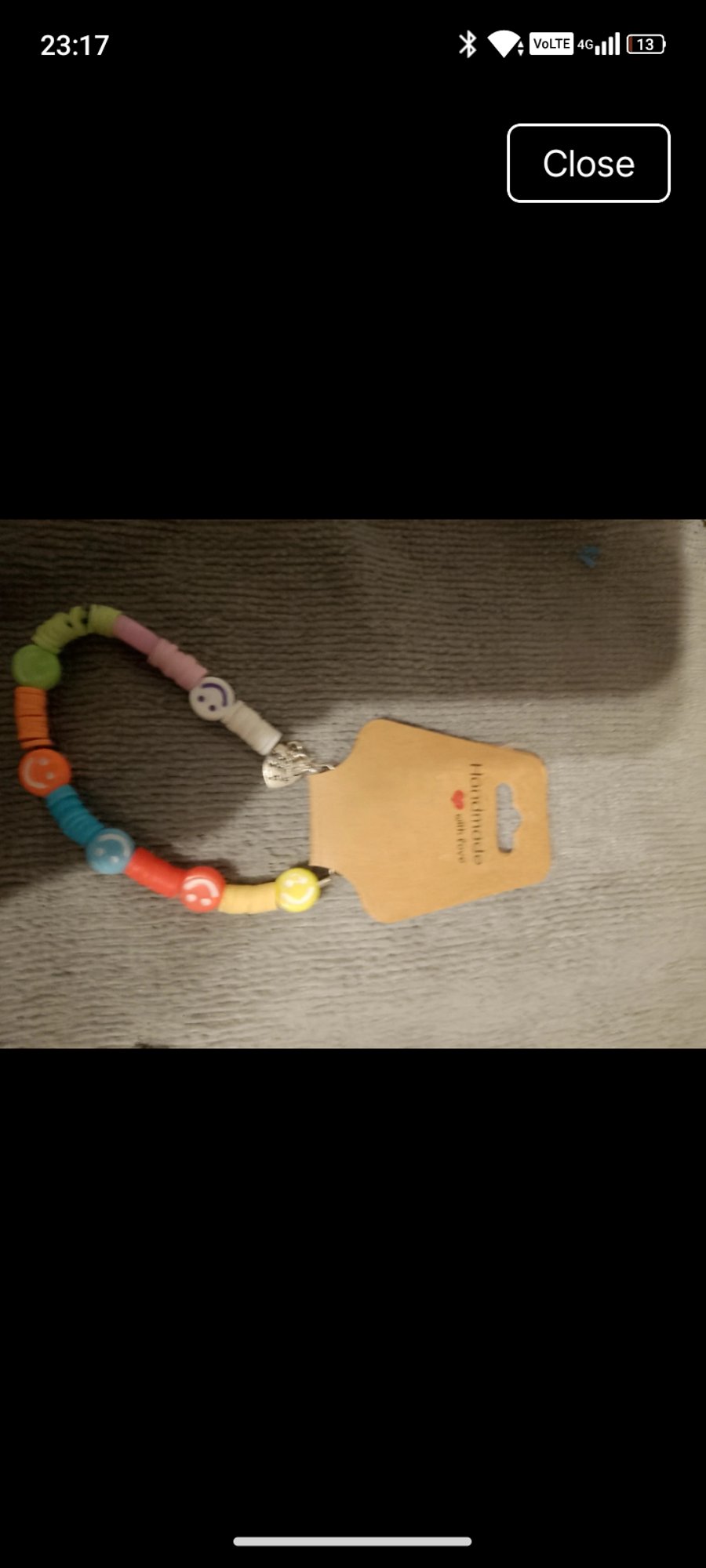 Handmade smiley face elasticated string bracelet 