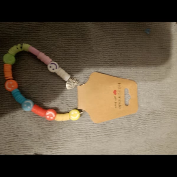 Handmade smiley face elasticated string bracelet 