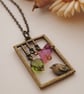 Bird necklace with flowers - Image 2