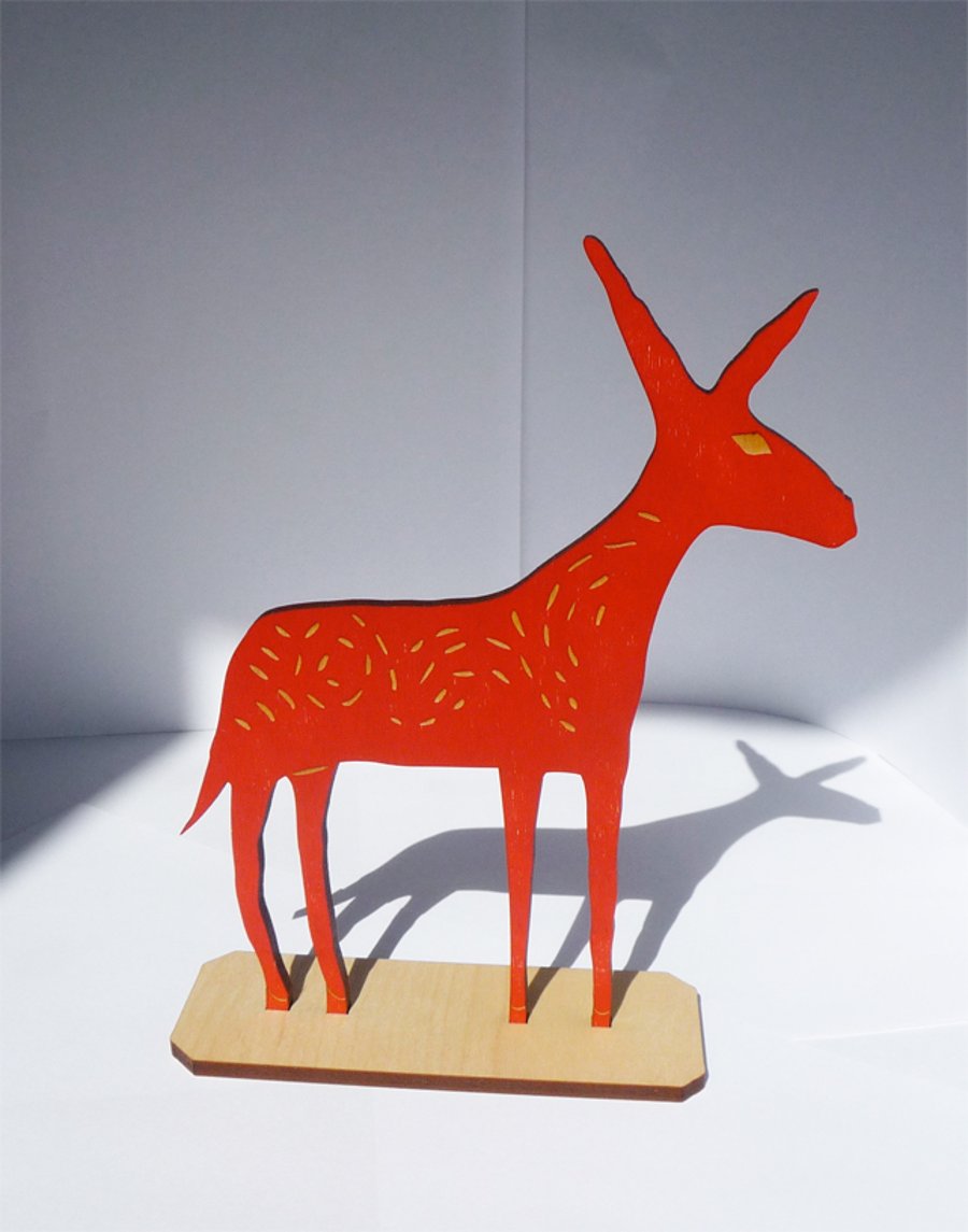 Large Red Wood and MDF Donkey No.1