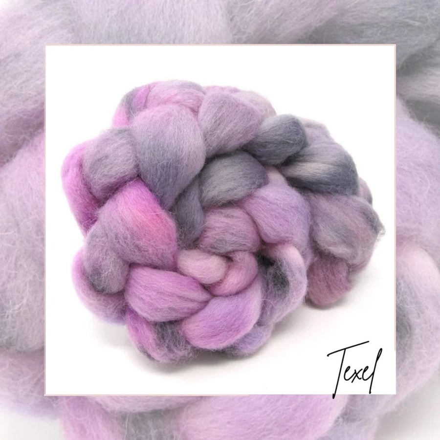 Hand Dyed Texel Combed Wool Top Roving TX11 100g 3.5oz Spinning Felting Fibre