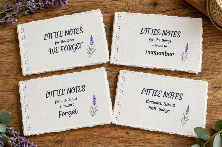 Image of Handmade Recycled Paper Notebook - Little Notes - Stitched Pocket Journal