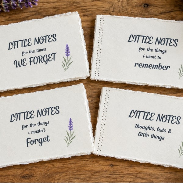 Handmade Recycled Paper Notebook - Little Notes - Stitched Pocket Journal