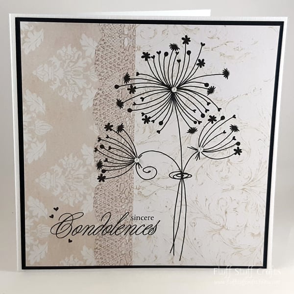 Cream sympathy card - dandelion heads - sincere condolences