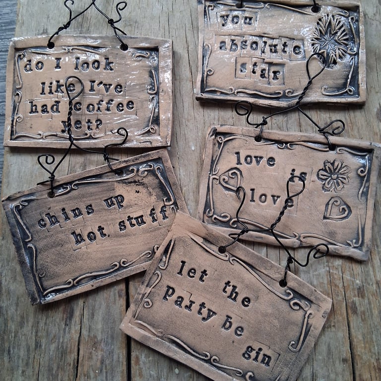 LAST ONE! rustic ceramic pottery sign do i look like ive had coffee yet?