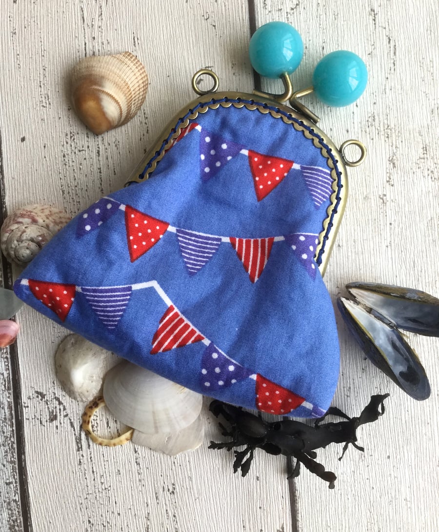 Blue & Red Bunting Themed Clasp Coin Purse