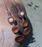 Oxidised Silver, Copper & Freshwater Pearls; Handmade Contemporary Earrings - Image 3