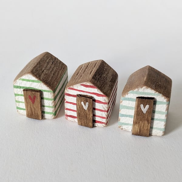 Teeny Hand Painted Wooden Beach Hut