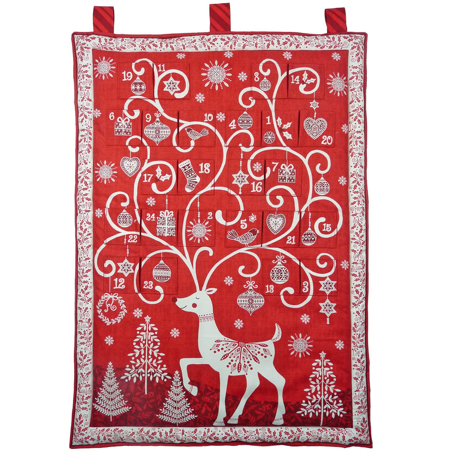 Fabric Advent Calendar Christmas - Red Reindeer