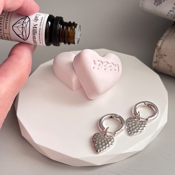 Diamond Edge Tray Gift Set - Tea Light Holder & Heart Oil Diffuser Choice
