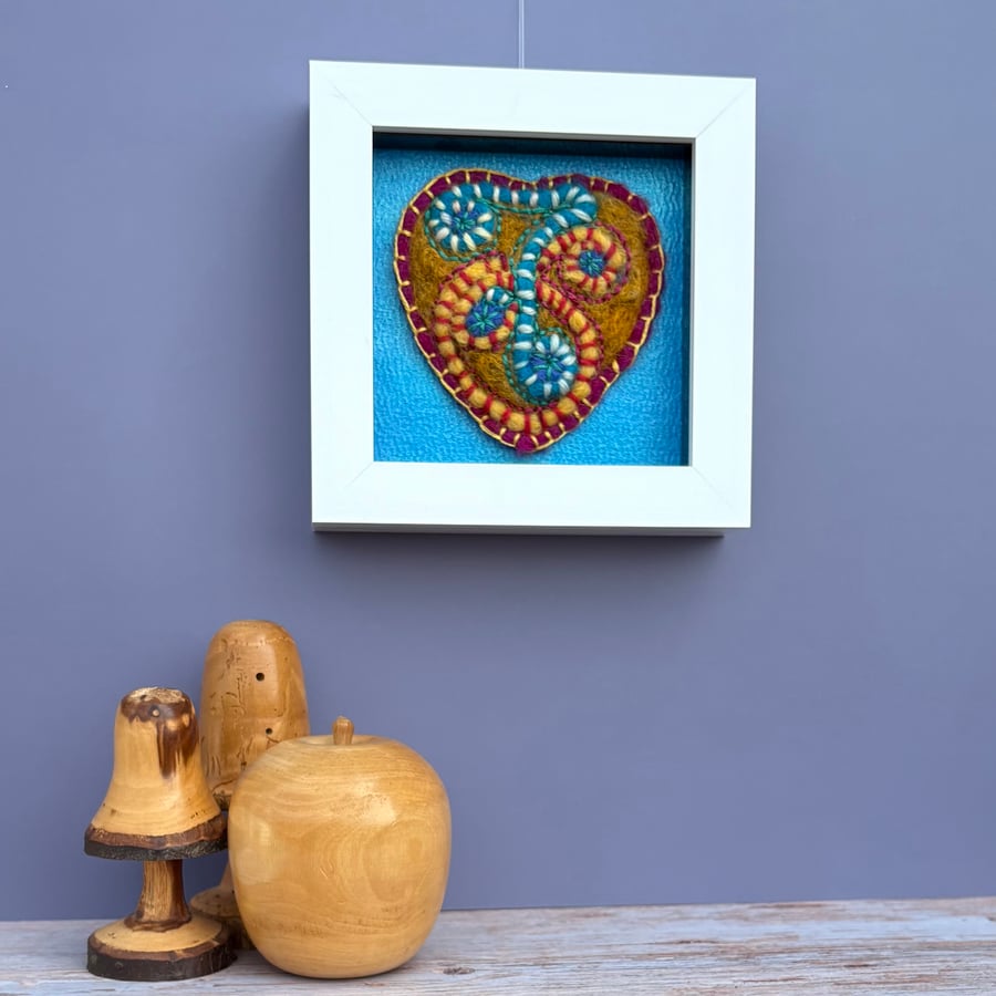 Felted framed picture - Heart of Gold