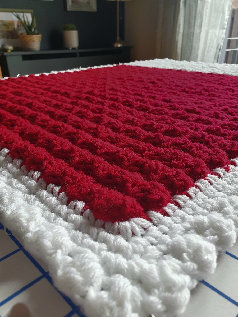 Cozy and Cute: Extra Thick Red and White Crochet Christmas Baby Blanket