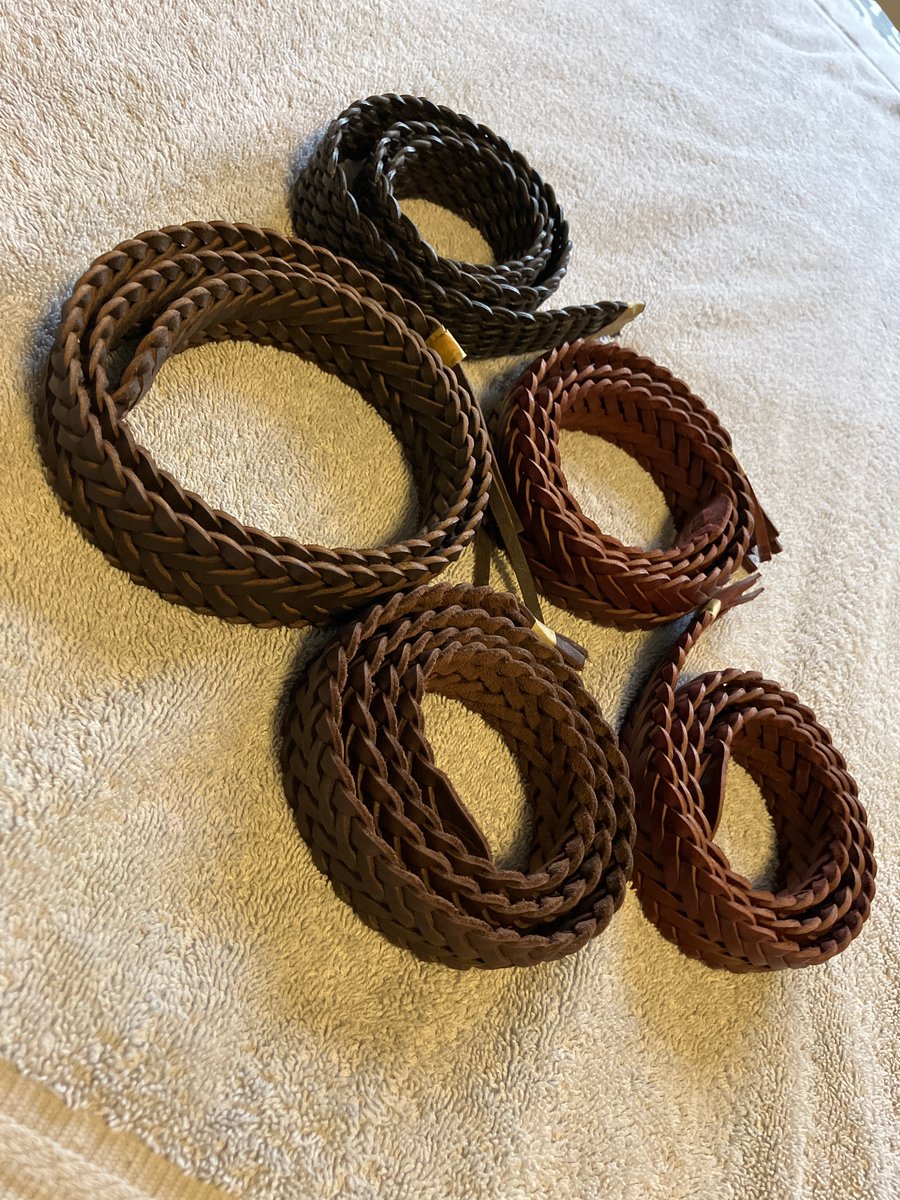 Bundle of 5 Brown Leather Plaited Belt Blanks (Free GB Shipping)