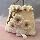 Cream and Gold Wedding Bag. Decorated Evening Bag.