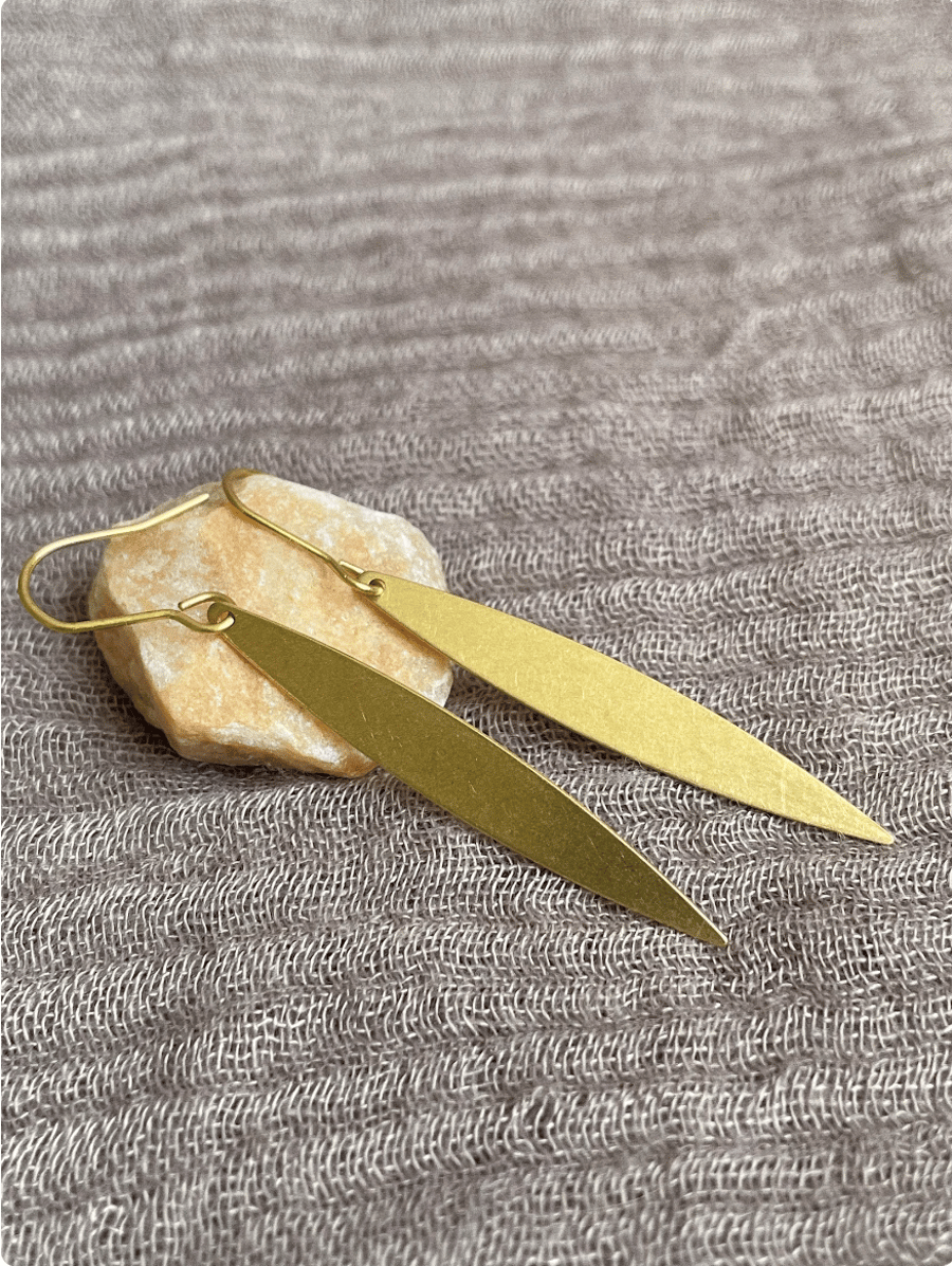 Minimalist brass bar earrings, unique jewellery, gold earrings