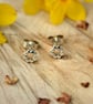 Handmade Silver Flower Stud Earrings - Image 3