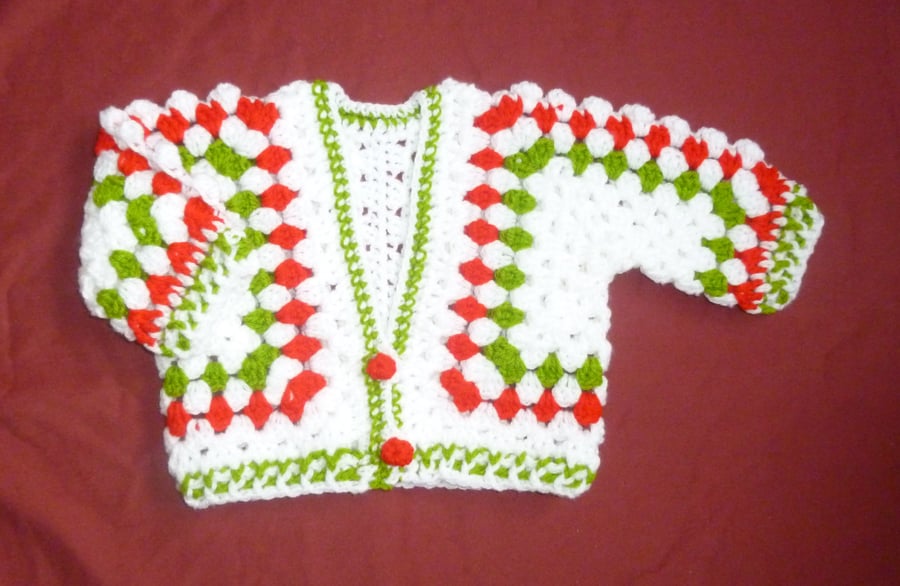  crochet  Christmas baby hexagon  cardigan ( ref FA 157 CR2 J3 )