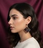Handmade Stained Glass Dangle Earrings: Dark blue Textured Geometric Jewelry - Image 2