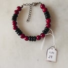 Dark Red and Black Beaded Adjustable Bracelet - Summer Seconds
