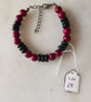 Dark Red and Black Beaded Adjustable Bracelet - Summer Seconds